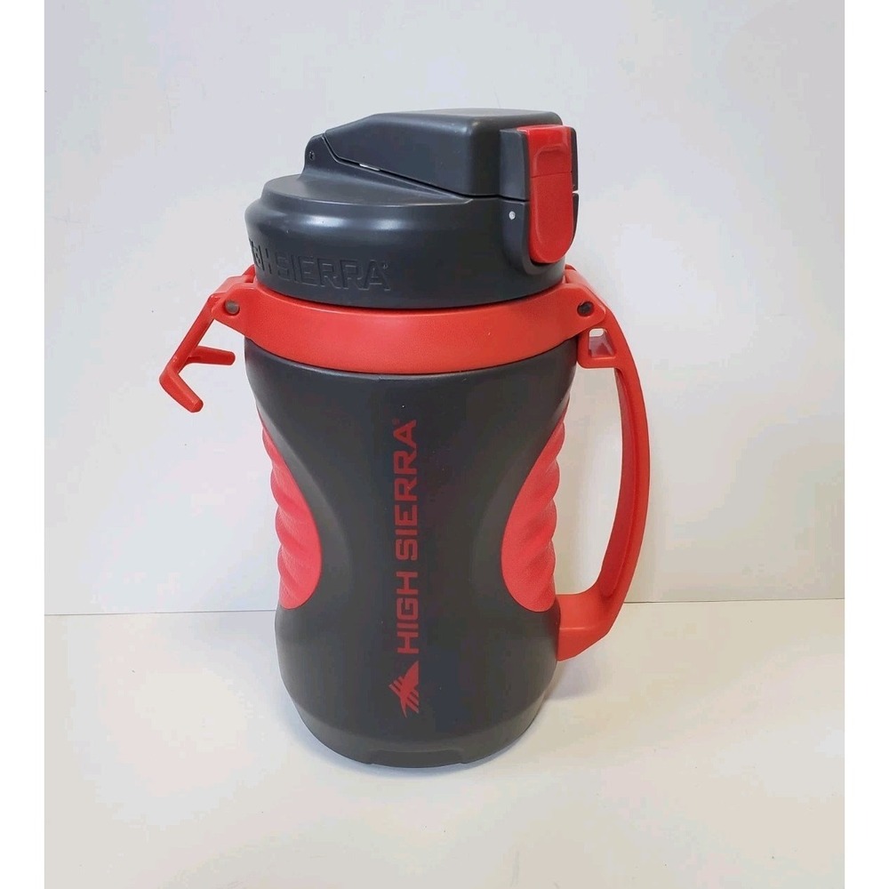 High Sierra 64oz Insulated Water Bottle Leakproof BPA-Free Half Gallon Gray Red
